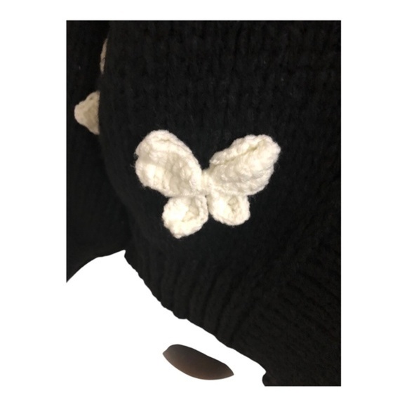 Black and White Crochet bow open front crochet style cardigan One Size new - Picture 6 of 12
